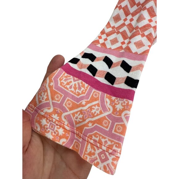 Charter Club Petite XL Printed Boho Top Pink Orange 3/4 Sleeve Cotton Blend - Picture 5 of 8